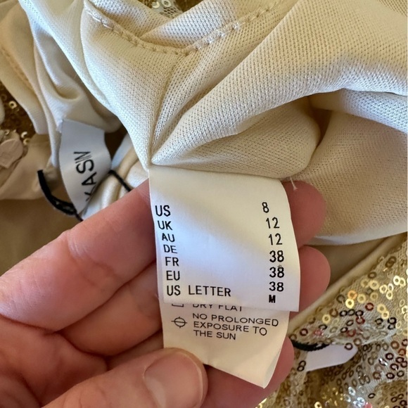 NWT Kate Kasin gold sequin evening gown, zip back, fully lined, size 8 - Picture 11 of 11
